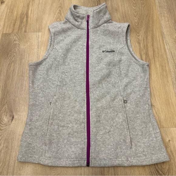 Columbia Gray Vest with Purple Zipper - Picture 1 of 7